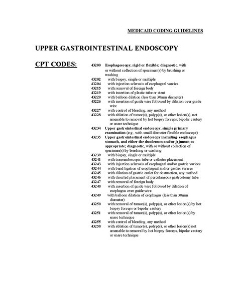 Endoscopy Stomach Cpt Code