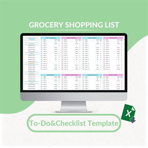 Eneditable Grocery List Template Excel