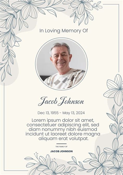Eneditable In Loving Memory Template