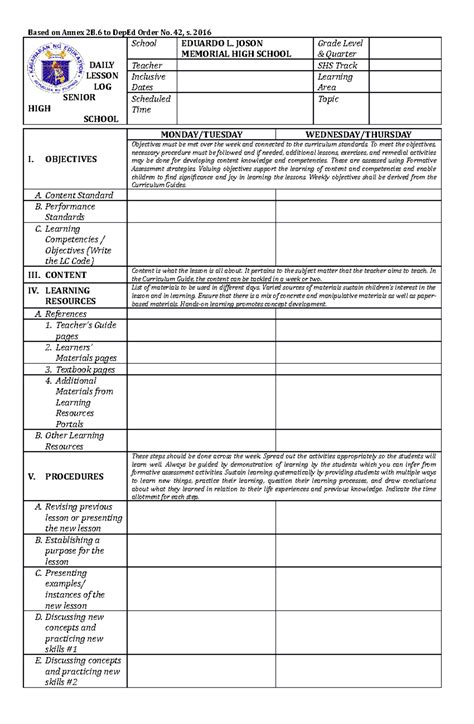 Eneducational Plan Template