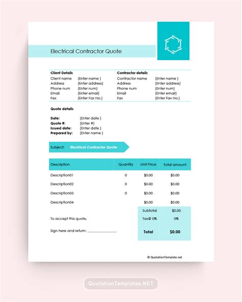 Enelectrical Contractor Quote Template