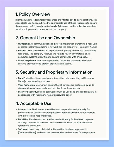 Enelectronic Use Policy Template