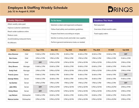 Enemail Schedule Template
