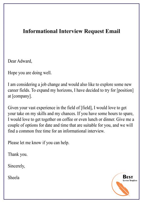 Enemail Template For Interview Request