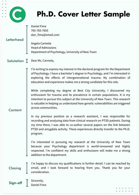 Enemail Template For Phd Application