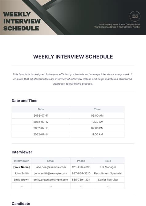 Enemail Template To Schedule Interview