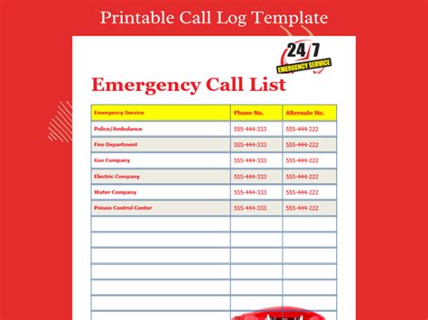 Enemergency Phone Number List Template