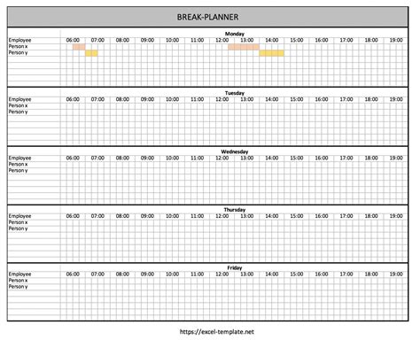 Enemployee Break Schedule Template Excel