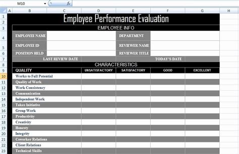 Enemployee Performance Log Template Excel