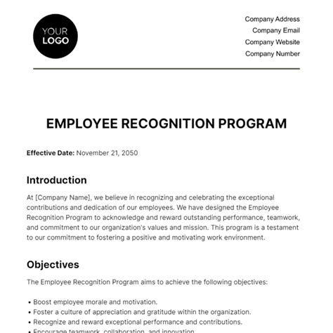Enemployee Recognition Program Template