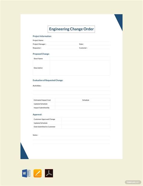 Enengineering Change Order Template