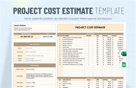 Enengineering Cost Estimate Excel Template