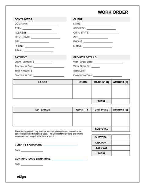 Enengineering Work Order Template