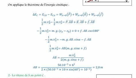 Energie Mecanique Exercices Corriges 3eme Série N° Théorème De L`énergie Cinétique Exercice 1 Exercice 2