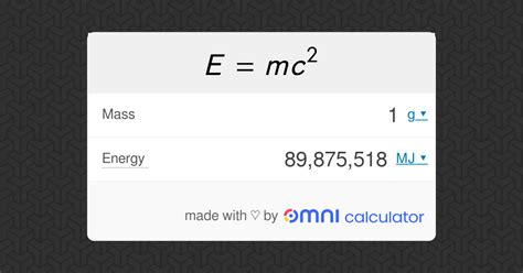 Energy Calculator Using E=Mc2