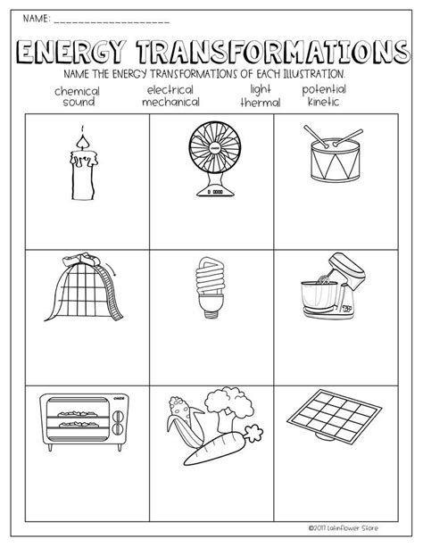 energy transformation worksheet answers 9th grade