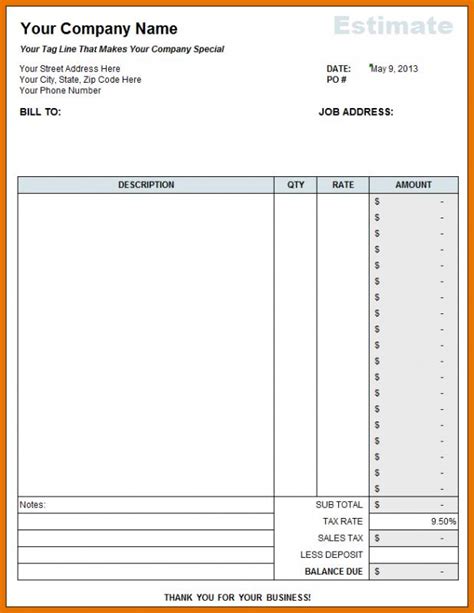 Enestimate Template Excel