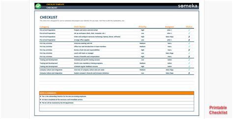 Enevent Checklist Template Excel Free