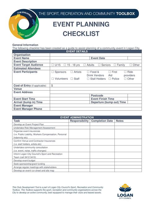 Enevent Planning Checklist Template Excel
