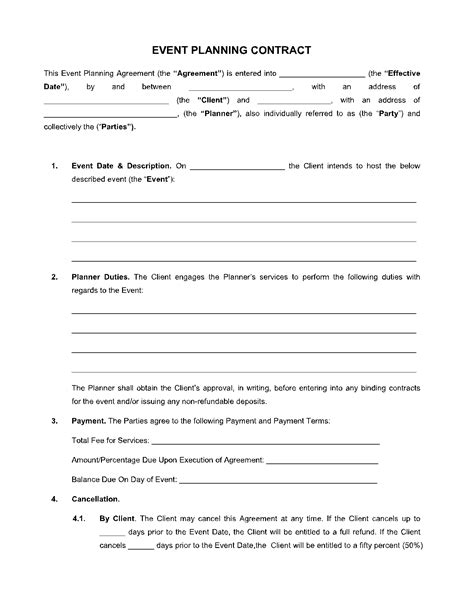 Enevent Planning Contract Template