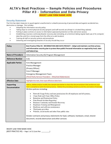 Enexamples Blank Policy And Procedure Template