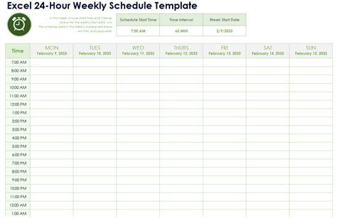 Enexcel 24 Hour Schedule Template