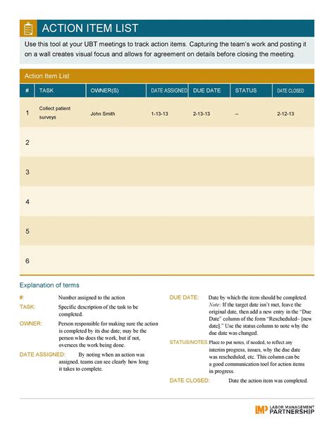 Enexcel Action Item Template