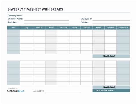 Enexcel Biweekly Timesheet Template