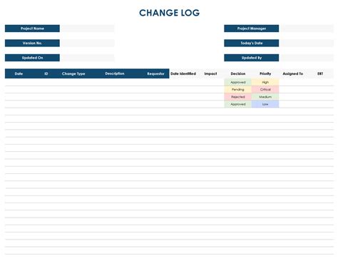 Enexcel Change Log Template