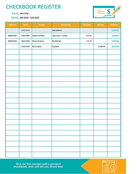 Enexcel Check Register Template