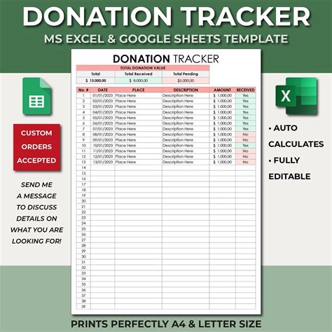 Enexcel Donation Tracking Template