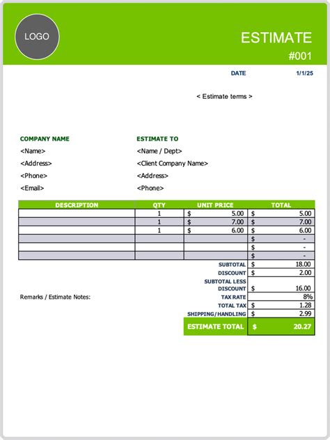 Enexcel Drywall Estimate Template