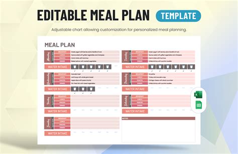 Enexcel Editable Meal Plan Template