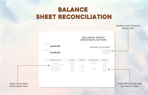 Enexcel Format Balance Sheet Reconciliation Template