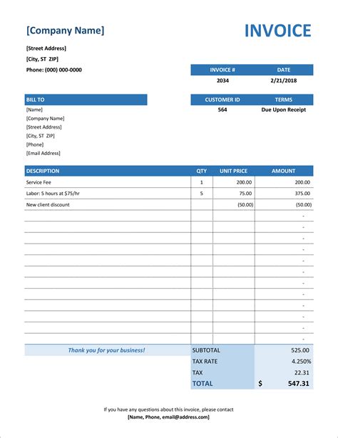 Enexcel Invoice Template With Database