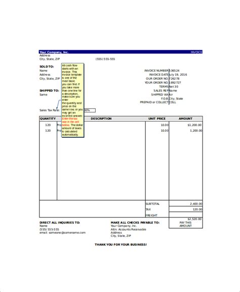 Enexcel Invoice Template With Database Free Download