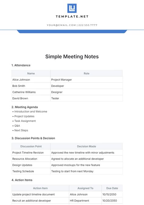 Enexcel Meeting Notes Template