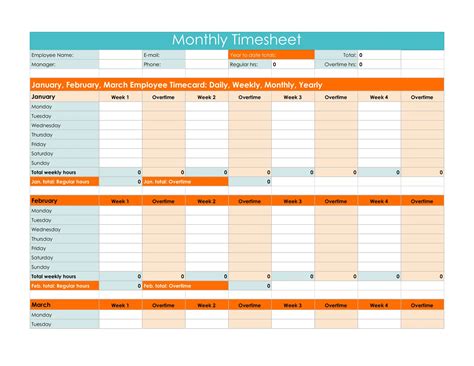 Enexcel Monthly Timesheet Template