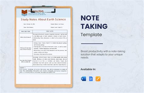 Enexcel Note Taking Template