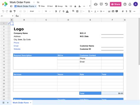 Enexcel Order Form Template Free