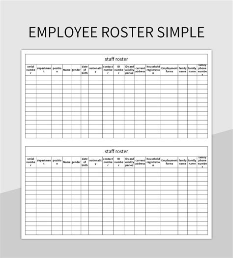 Enexcel Roster Template