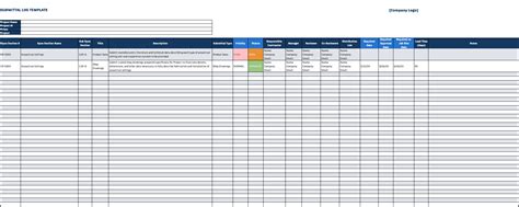 Enexcel Submittal Log Template