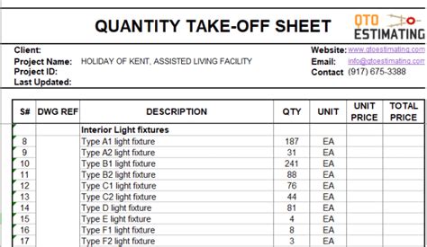 Enexcel Takeoff Template