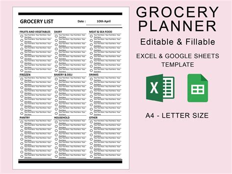 Enexcel Template For Grocery List