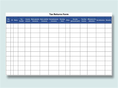Enexcel Template For Tax Return