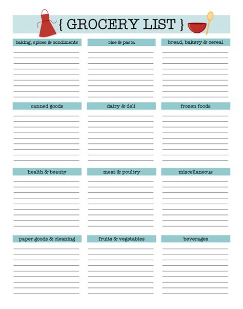 Enexcel Template Grocery List