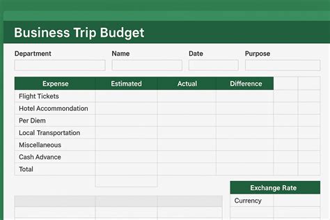 Enexcel Trip Budget Template