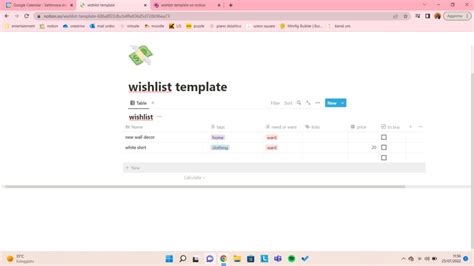 Enexcel Wishlist Template