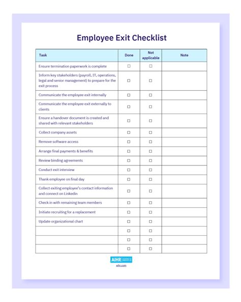Enexit Checklist Template