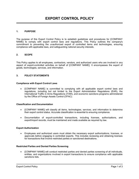 Enexport Compliance Program Template